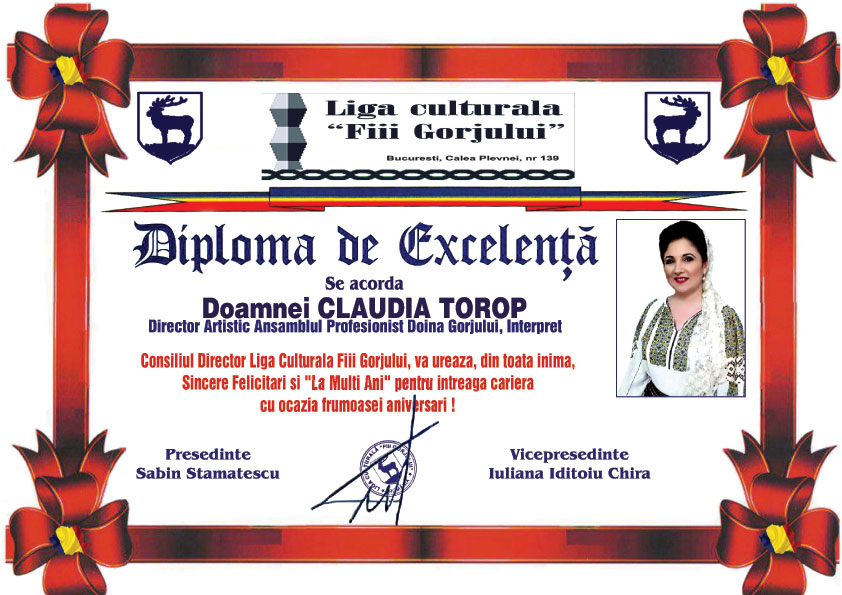 Fiii Gorjului diploma ClaudiaTorop